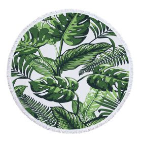 New Tropical Plant Round Beach Towel Microfiber With Fringe Digital Printing (Option: Section C)