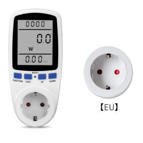 220V AC EU Digital LCD Power Meter Wattmeter Socket Wattage Kwh Energy Meter FR US UK AU BR Measuring Outlet Power Analyzer (Option: White-EU)