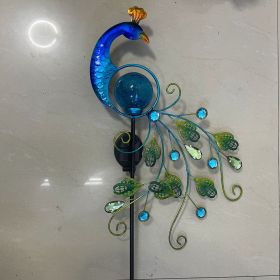 Solar Peacock Lamp And Plug Light Wrought Iron Solar Hollow Peacock Rain Gauge Peacock Ice (Option: Solar light)