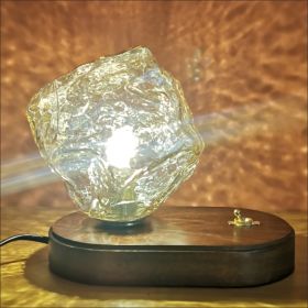 Ice Table Lamp Bedside Decoration Small Night Light (Option: Amber lampshade-Warm light-220V US)