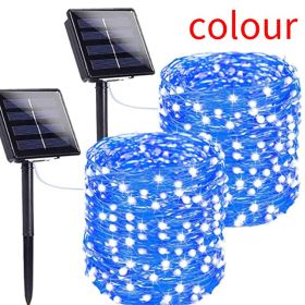 Outdoor Rain-proof Solar Copper Wire Lamp (Option: Colour-12meters 100lamp)