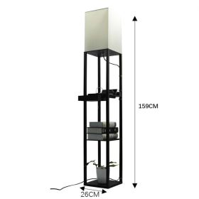 Living Room Multifunctional Charging Shelf Floor Lamp (Option: Black-Monochrome light-US)