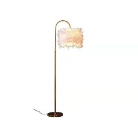 LED White Feather Gold Decorative Curved Floor Lamp (Option: Gold-No light source-US)