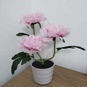 Simulated Peony Pot Planting Lamp (Color: Pink)