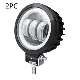 Fog Light With Aperture Angel Eye Motorcycle Spotlight Off-road Vehicle (Option: White-Round-2PCS)