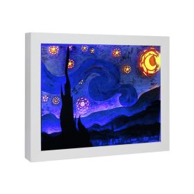 3D Light And Shadow Paper-cut Lamp Desktop Decoration (Option: Starry Sky-White Frame)