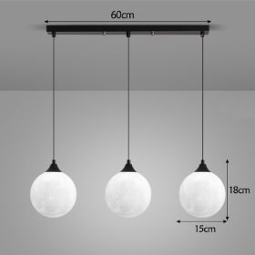 Moon Lamp Nordic Light Luxury Dining Room Table Bar Restaurant (Option: Black-3head white light)