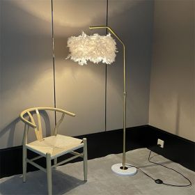 Creative Marble Feather Floor Lamp In Living Room (Option: Gold feather floor lamp-US)