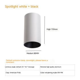 Thigh High Anti-glare Punch Free Ceiling Living Room Aisle Surface Mounted Spotlight (Option: 7W Warm Light 3000K-White And Black)